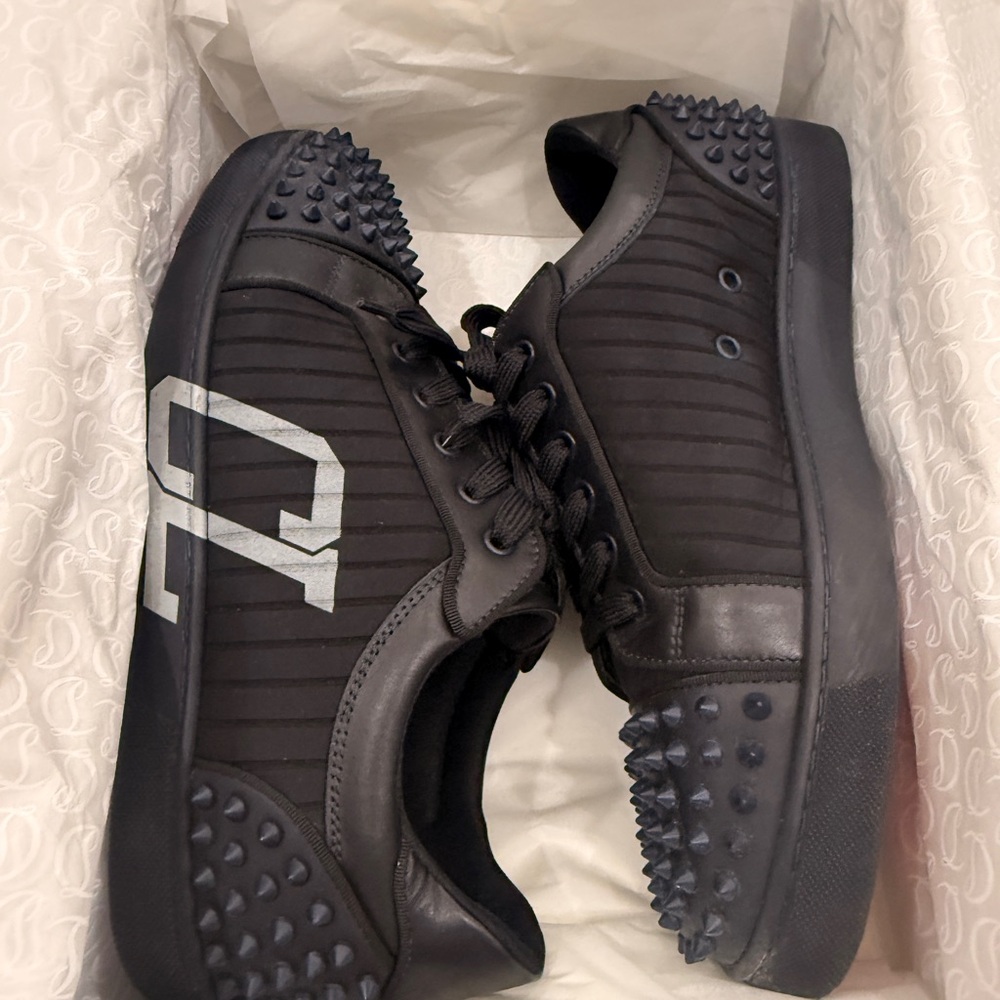 Christian Louboutin Black and Silver Spiked Sneakers